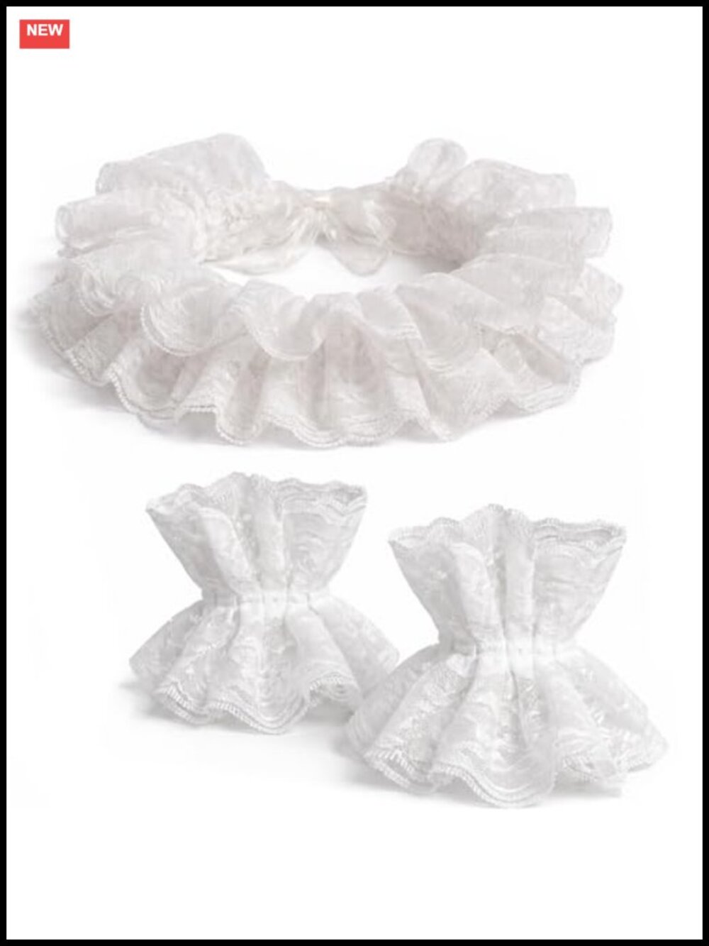 Ruffle Collar Lace Cuffs Set Victorian Clown Costume Accessory
